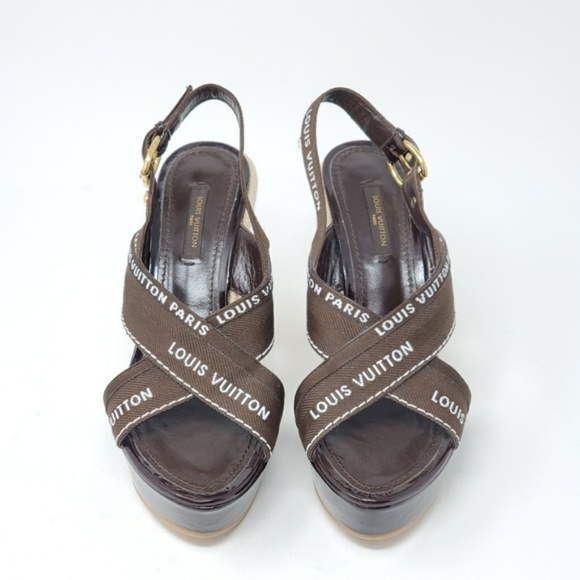 💯 Auth Louis Vuitton Wedge Size 36.5 Excellent - Picture 3 of 7